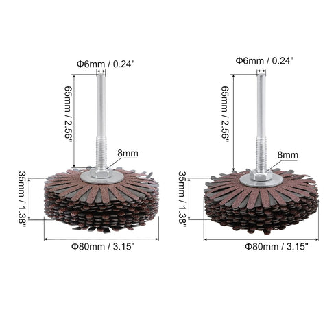 uxcell Abrasive Cloth Flap Wheel Sanding Star Set, 1/4-Inch Shank 80 Grit & 120 Grit for Woodworking