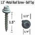 Metal Roofing Screws - #10 x 1.5” Self Tapping Hex Head with EPDM Rubber Washer for Metal to Wood, White