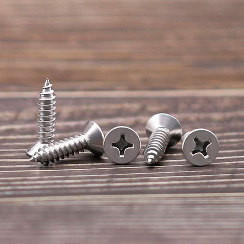 #4 x 3/8" (200 pcs) Flat Head Sheet Metal Screws, 304 Stainless Steel, Phillips Drive, Self Tapping