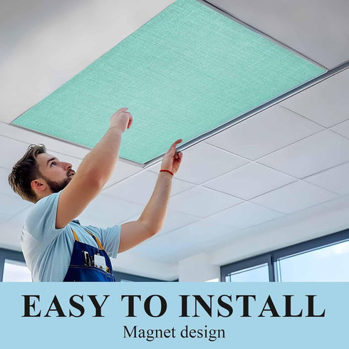 Home L6 2 Pack 4x2 Fluorescent Light Covers for Ceiling Lights Teal Green Linen Texture Magnetic Light Filters ft