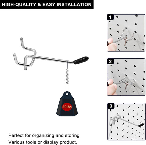 Pegboard Hooks Accessories, 2 inch Pegboard Organizer Kit for Garage Tool Storage, 32 Pack