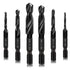 6 Packs Combination Drill & Taps Bit Set, Screw Tapping in SAE Size with Anti-rust Black Coating, 1/4” Hex Shank