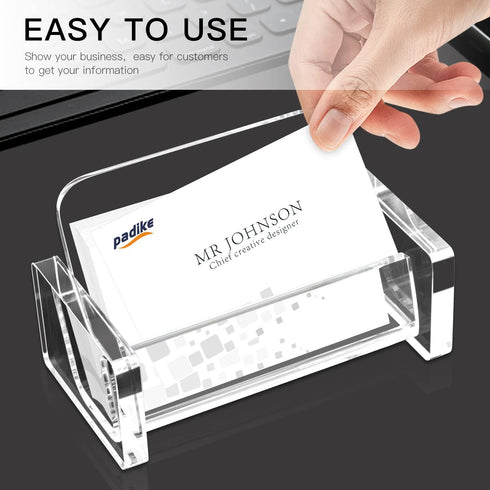 Padike Acrylic Business Card Holder, Clear Business Card Stand for Desk Display