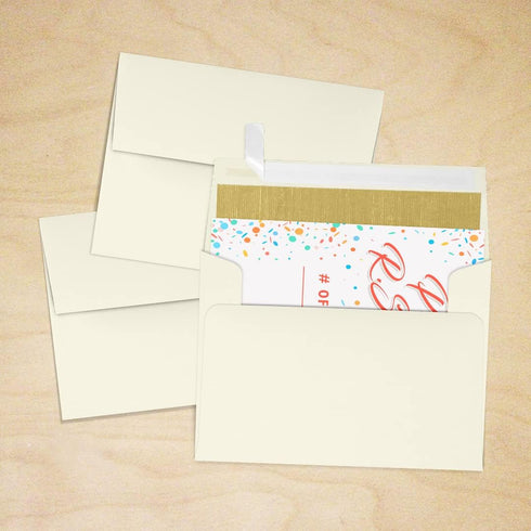 LUXPaper A2 Foil Lined Invitation Envelopes | Peel & Press | Natural w/Gold LUX Lining | 50 Qty