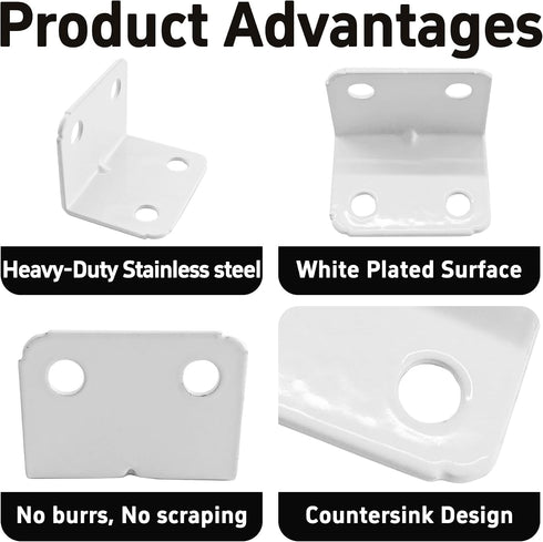 bociloy 24PCS 90 0.9x1.24(23x31.5mm) White Stainless Steel Degree Right Angle Bracket, L Shape Corner Brace Supports