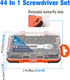 ROTATION 44pc Bit Set, 1/4 Mini Ratchet Offset Screwdriver, Portable Case, CR-V Steel, Multi Hex/Phillips Bits
