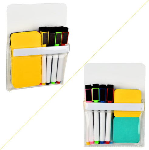TecUnite 2 Pieces Plastic Cup Magnetic Pencil Holders for Refrigerator, Whiteboard, Markers, Locker Accessories
