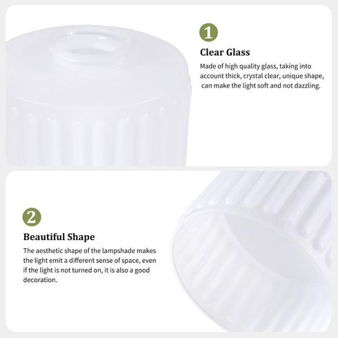 6.69" 4.72" Lights,1 Pack Shenmoyl Striped Lamp Shades Replacement, Dia. * H White Glass Sconce Shade Heavy and Thick