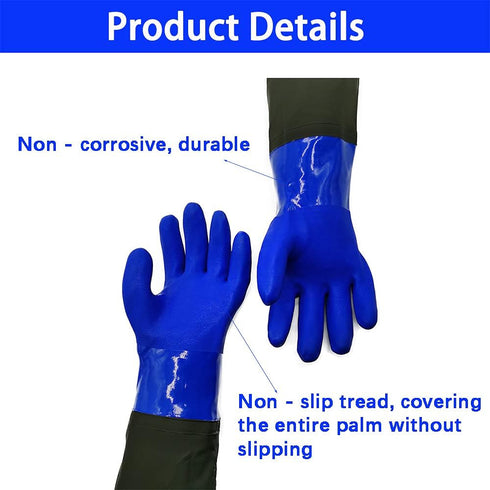 Long Waterproof Rubber Gloves, 28 Shoulder Length Insulated PVC Coated, Chemical Resistant