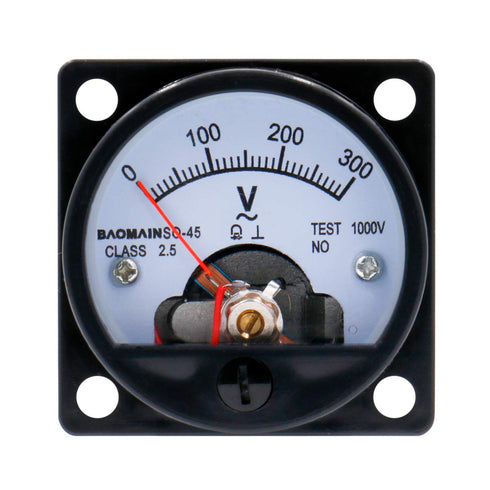Baomain Analog Dial Panel Meter Voltmeter Gauge SO-45 Round Black AC 0-300V