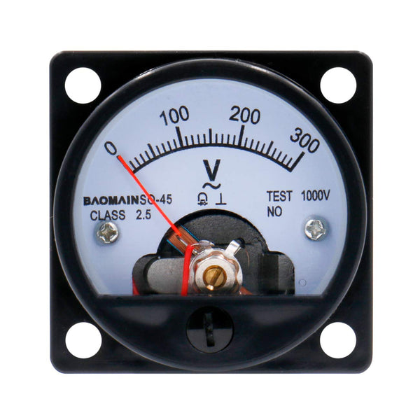 Baomain Analog Dial Panel Meter Voltmeter Gauge SO-45 Round Black AC 0-300V