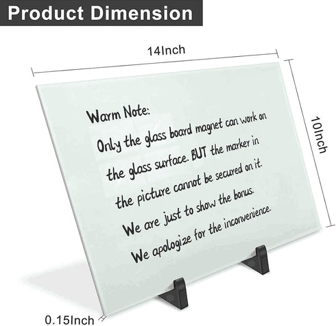 ZHIDIAN Magnetic Small Glass Whiteboard, 14x10" Portable Tempered Glass Dry Erase Board with Adjustable Stand