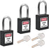 MroMax Lockout Tagout Lock - Safety Padlock Keyed Alike, 3 Pcs, Black Steel Shackle
