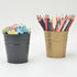 Pen Holder Cup for Desk, Metal Marker Organizer, Small Tinplate Flower Pot for Office Home Storage (2 Pack, Gold)