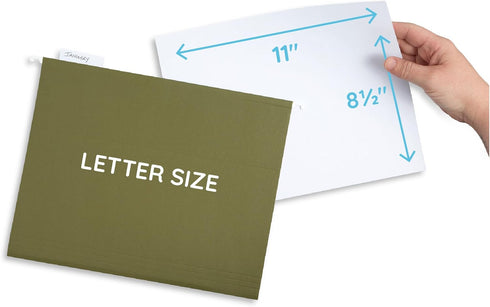 Blue Summit Supplies Hanging File Folders - 75 Pack, Reinforced Letter Size Hanging Folders for Filing Cabinet, Green
