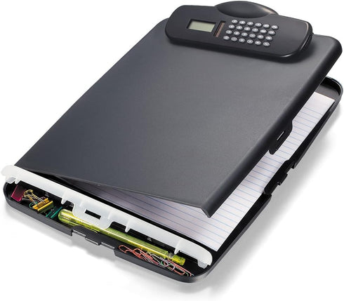 Officemate OIC Slim Clipboard Storage Box with Calculator