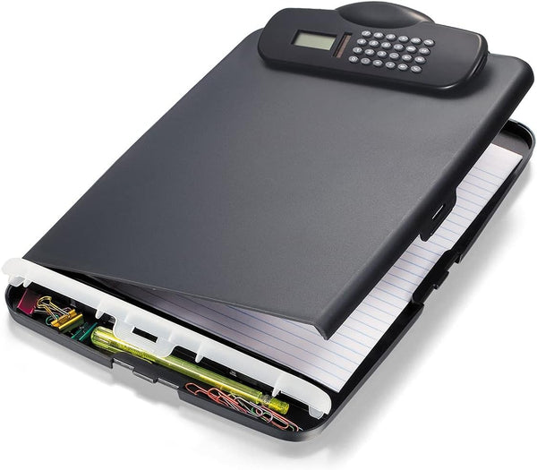 Officemate OIC Slim Clipboard Storage Box with Calculator