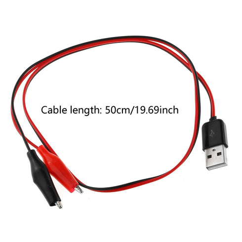 Crocodile Clamps Test Wire 50cm/19.69inch with Double Alligator Clips to USB Male Connector Cable for Circuit Testing