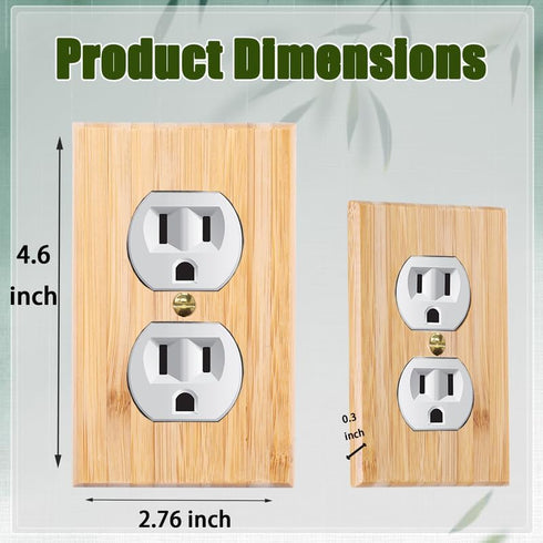 4PC Raw Wooden Solid Wood Outlet Covers, Decorative Wall Plate Bamboo Quality Light Switch Plate Cover Double Hole