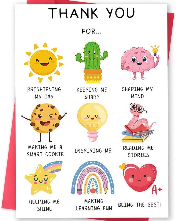 MOROLURU Funny Thank You Card for Teacher, Cute Daycare Teacher Appreciation Cards Gifts