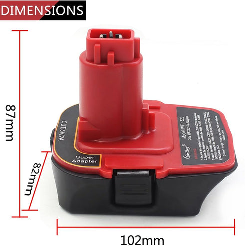 waitley Battery Adapter for Dewalt DCA1820 18V-20V Converter with USB Port, Compatible with DC9096 DE9096