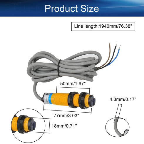 Heyiarbeit Photoelectric Sensors Specular Reflection Photoelectric Sensor Switch 200MA Detection Distance 2M 3 Wires E3F-R2NK 1pcs
