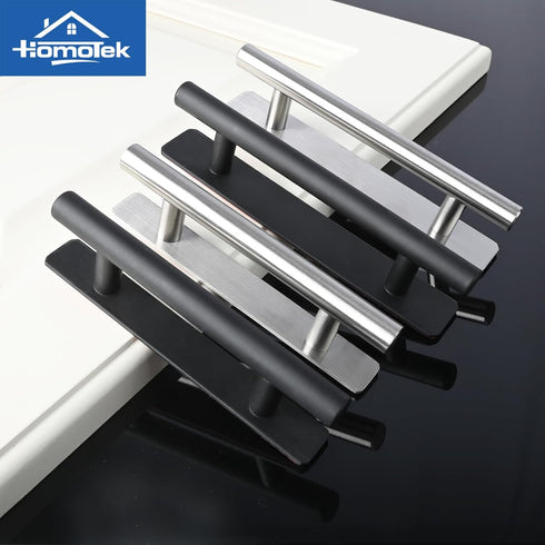 HOMOTEK 4 Pack Self-Adhesive Sliding Closet Door Handles, Instant Self-Stick Cabinet Drawer Handles, Stick-On Kitchen