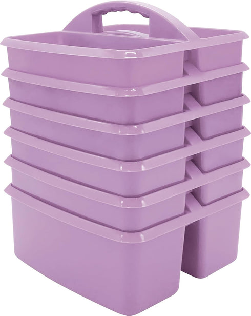 Teacher Created Resource Lavender Portable Plastic Storage Caddy 6-Pack for Classrooms, Kids Room, Office Organization