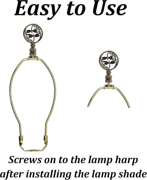 Runseaway 2PCS Dragonfly Design Lamp Finial, Antique Brass Lamp Shade Decoration Cap Knob, Solid Metal Screw Top