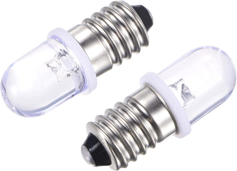MECCANIXITY E10 Screw Base LED Bulb, DC 6.3V 0.25W Round Top Mini Spot Light, Warm White, Pack of 10