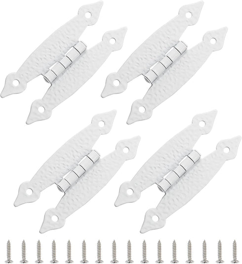 Rierdge 4 Pcs White Flush H-Hinges, Antique H-Shape Hinges for Cabinet Shutter Cupboard