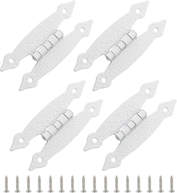 Rierdge 4 Pcs White Flush H-Hinges, Antique H-Shape Hinges for Cabinet Shutter Cupboard