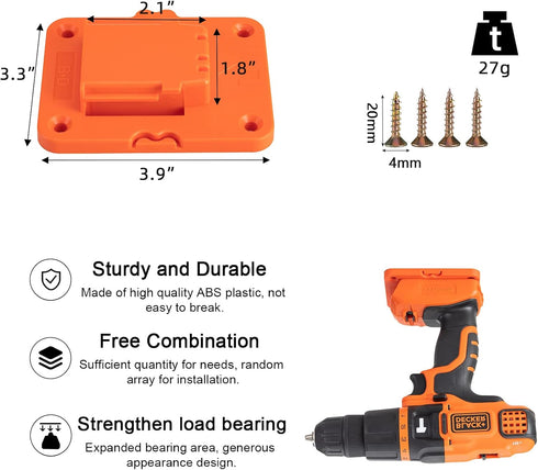 Crivnhar 5 Packs Tools Drill Mount Holder, Fit for Black+Decker 20V Max Li-ion Drill Tools Holder Dock Hanger with 20 Screws(No Tool) by Crivnhar