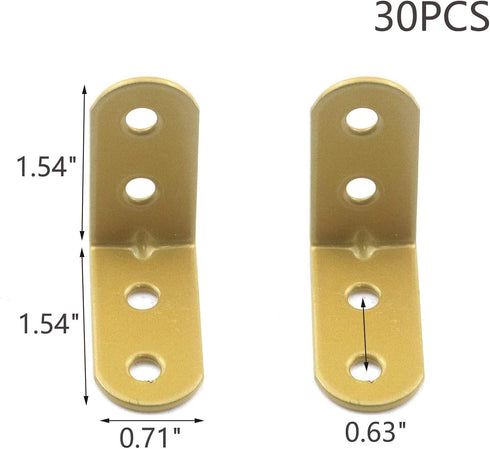 1.54" 1.54" Pack 30 MY MIRONEY x Shelf Bracket Iron Heavy Duty L-Shaped Corner Brace Support Wall Mount Bracket L Joint
