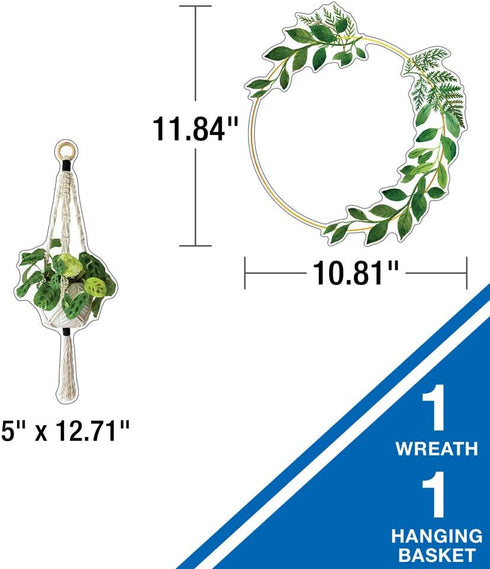 Schoolgirl Style Simply Boho Bulletin Board Set, Motivational Banners, Wreath, Word Accents, Plants, 26 pc