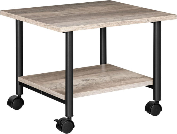HOOBRO 2-Tier Printer Stand, Industrial Under Desk Cart with Shelf, Mobile Heavy Duty Storage Rack on Wheels, Grey and