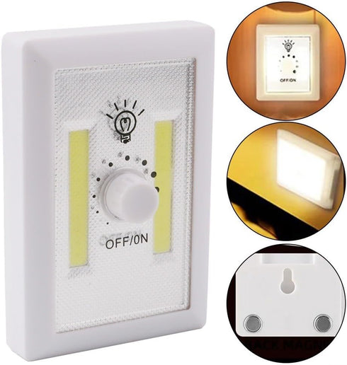 UrbanHui Adjustable Brightness COB LED Wall Light For Kitchen, Cabinet, Garage Battery Powered, Magnetic Back Plate