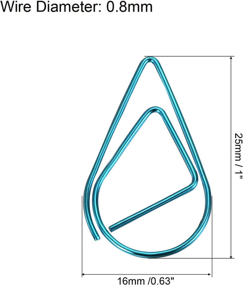 MECCANIXITY Paper Clip Drop-Shaped Decorative Clips with Box, 1 Inch Blue for Organizing Office Home, 100 Pack