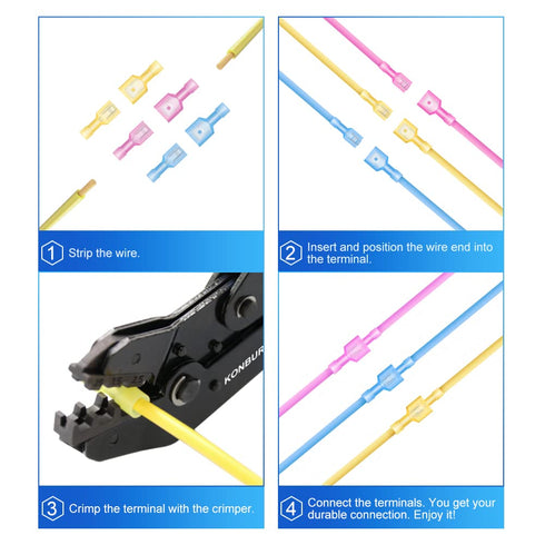 700Pcs Nylon Spade Quick Disconnect Connectors Kit, Fully-Insulated Male and Female Crimp Wire Terminals with Tools