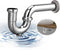 Brass P-Trap Pipe with Clean Out Basin Sink Waste Kit, Reducing Washer 1-1/2'' 22GA