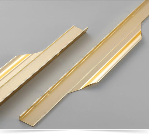 KGUDYS 200/300mm wardrobe,BrushedGold-350mm/13.8in Concealed Pull Handle, Aluminum Alloy Finger Edge Pull Handle