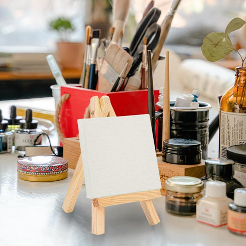 Beavorty 2pcs Home Decoration Tabletop Easel for Kids, Mini Canvases Painting Supplies
