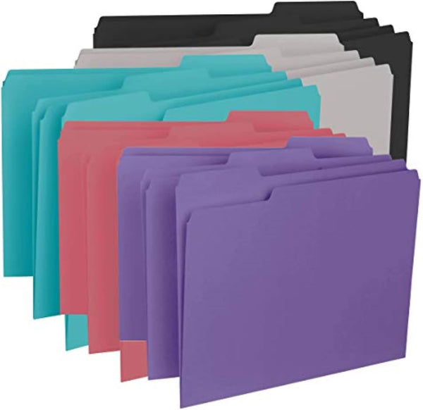 Smead Interior File Folder, Letter Size, Assorted Colors, 1/3-Cut Tab, 100 per Box (10295)