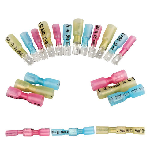 PONFY 100PCS Heat Shrink Spade Connectors, Electrical Female Male Wire Connectors, Quick Disconnect Crimp Kit