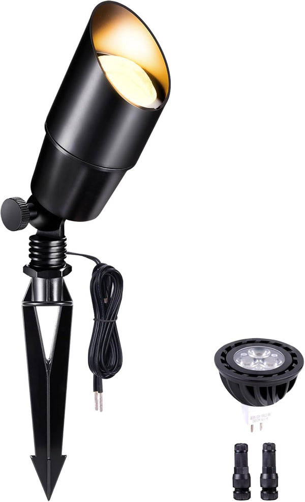 Low Voltage Spotlight, Black LED Landscape Lighting, Outdoor 12V Waterproof Aluminum Uplight
