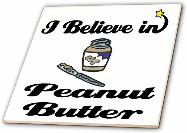 3dRose I Believe in Peanut Butter 8 Inch Ceramic Tile