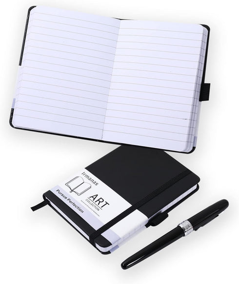 Pocket Notebook, Small Notebook 4.25"x 5.75", Mini Ruled Lined Journal, Smooth Leather Hard Cover, 160 Pages