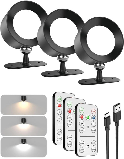 LED Wall Mounted Lights 360 Rotation Dimmable, 3000mAh Rechargeable Cordless Wall Sconces