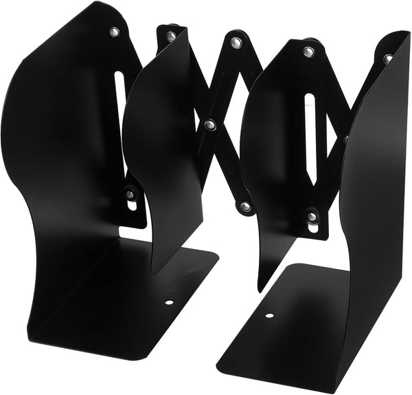 OSALADI Retractable Large Black Bookend for Desk, Heavy Duty Desktop Bookshelf Holder,
