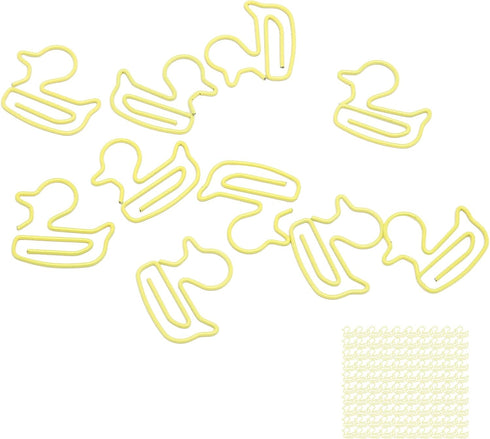 Duck Paper Clips 100pcs, Cute Yellow Duckling Design for Organizing Office School Paper Files